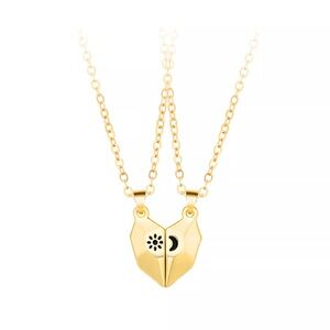 Couple love ❤️ Pendant Necklace Magnetics Sun Moon Heart Shaped Couple Necklace